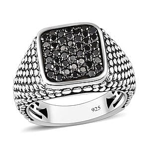 Black Diamond 1.00 ctw Ring in Black Oxidised Sterling Silver (Size 11.5)