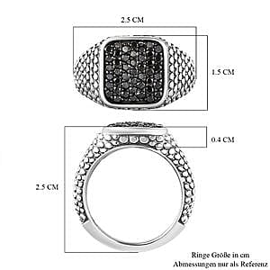 Black Diamond 1.00 ctw Ring in Black Oxidised Sterling Silver (Size 11.5)