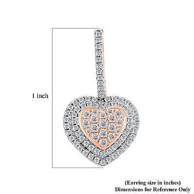 Ankur Treasure Chest 14K Rose and White Gold Natural Pink and White Diamond SI1 Dangle Heart Earrings 6.20 Grams 1.25 ctw