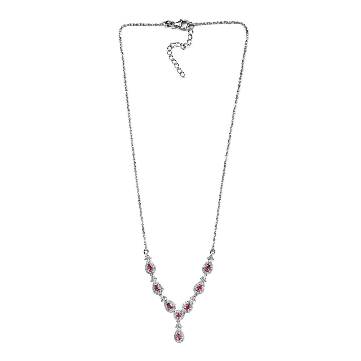 Premium Ouro Fino Rubellite and Natural White Zircon Necklace 18 Inches in Platinum Over Sterling Silver 3.75 ctw image number 3