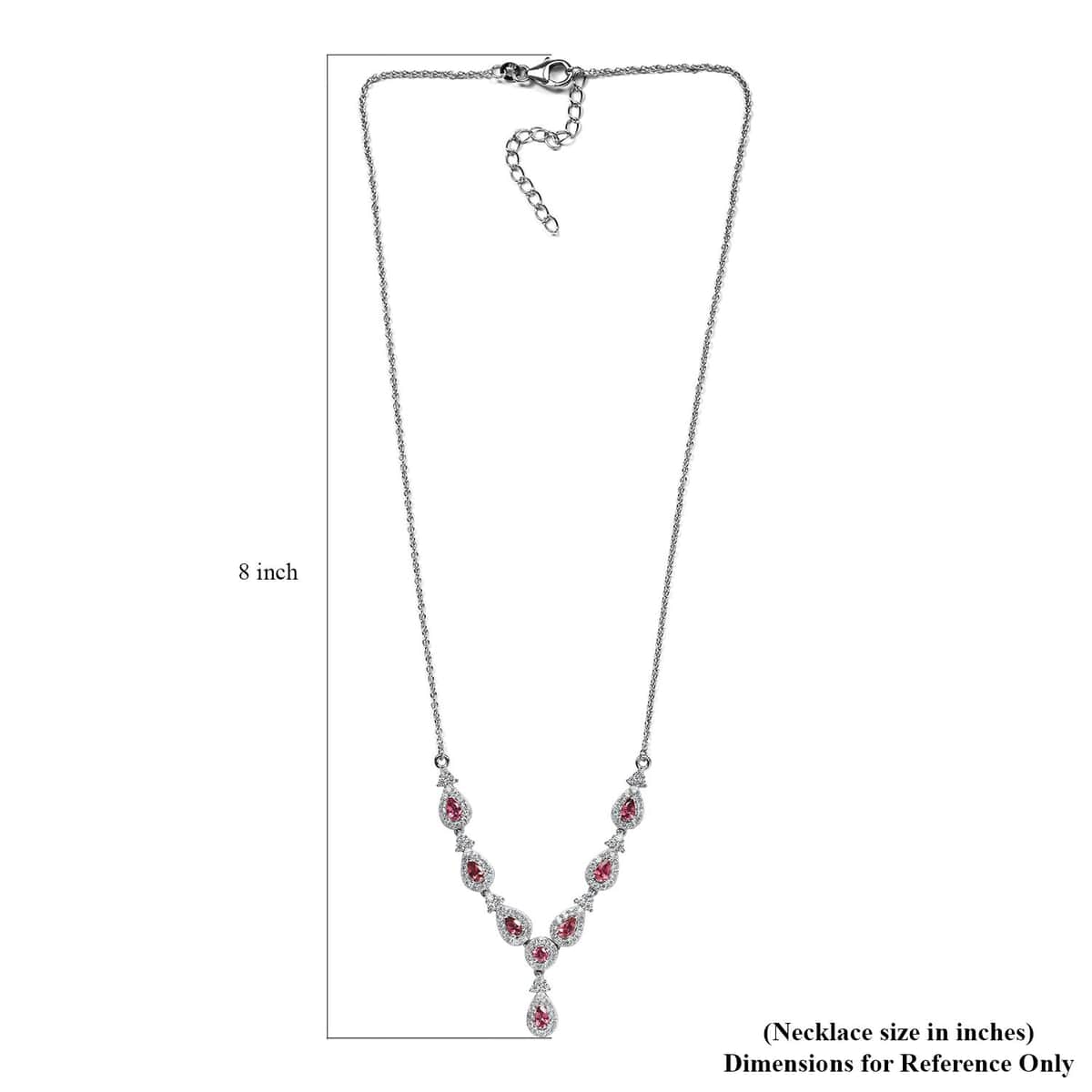Premium Ouro Fino Rubellite and Natural White Zircon Necklace 18 Inches in Platinum Over Sterling Silver 3.75 ctw image number 5