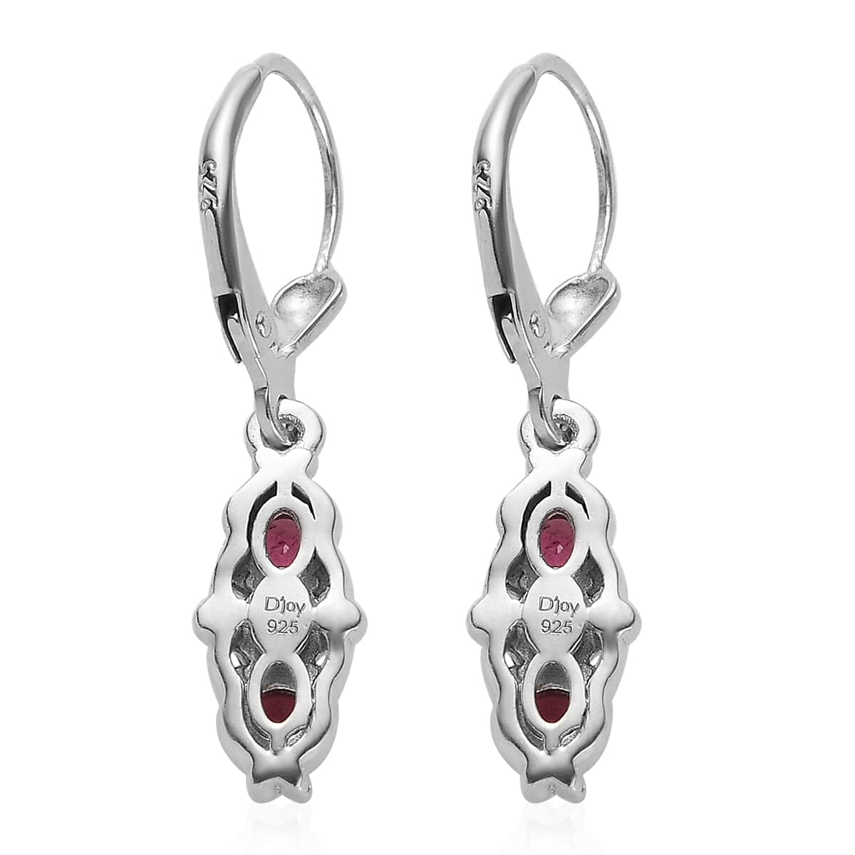 Premium Ouro Fino Rubellite Lever Back Earrings in Platinum Over Sterling Silver 1.00 ctw image number 3