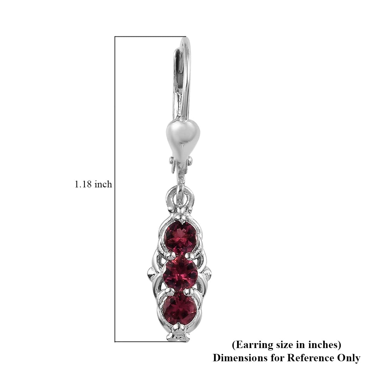 Premium Ouro Fino Rubellite Lever Back Earrings in Platinum Over Sterling Silver 1.00 ctw image number 4