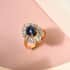 Thai Blue Star Sapphire and Natural White Zircon Ring in Vermeil Yellow Gold Over Sterling Silver (Size 8.0) 3.85 ctw image number 1