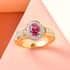 Premium Ouro Fino Rubellite, Natural White Zircon Halo Ring in Vermeil YG Over Sterling Silver (Size 10.0) 1.15 ctw image number 1