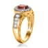 Premium Ouro Fino Rubellite, Natural White Zircon Halo Ring in Vermeil YG Over Sterling Silver (Size 10.0) 1.15 ctw image number 3