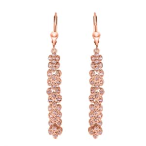 Uncut Natural Pink Diamond Lever Back Earrings in Vermeil Rose Gold Over Sterling Silver 0.50 ctw