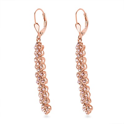 Uncut Natural Pink Diamond Lever Back Earrings in Vermeil Rose Gold Over Sterling Silver 0.50 ctw