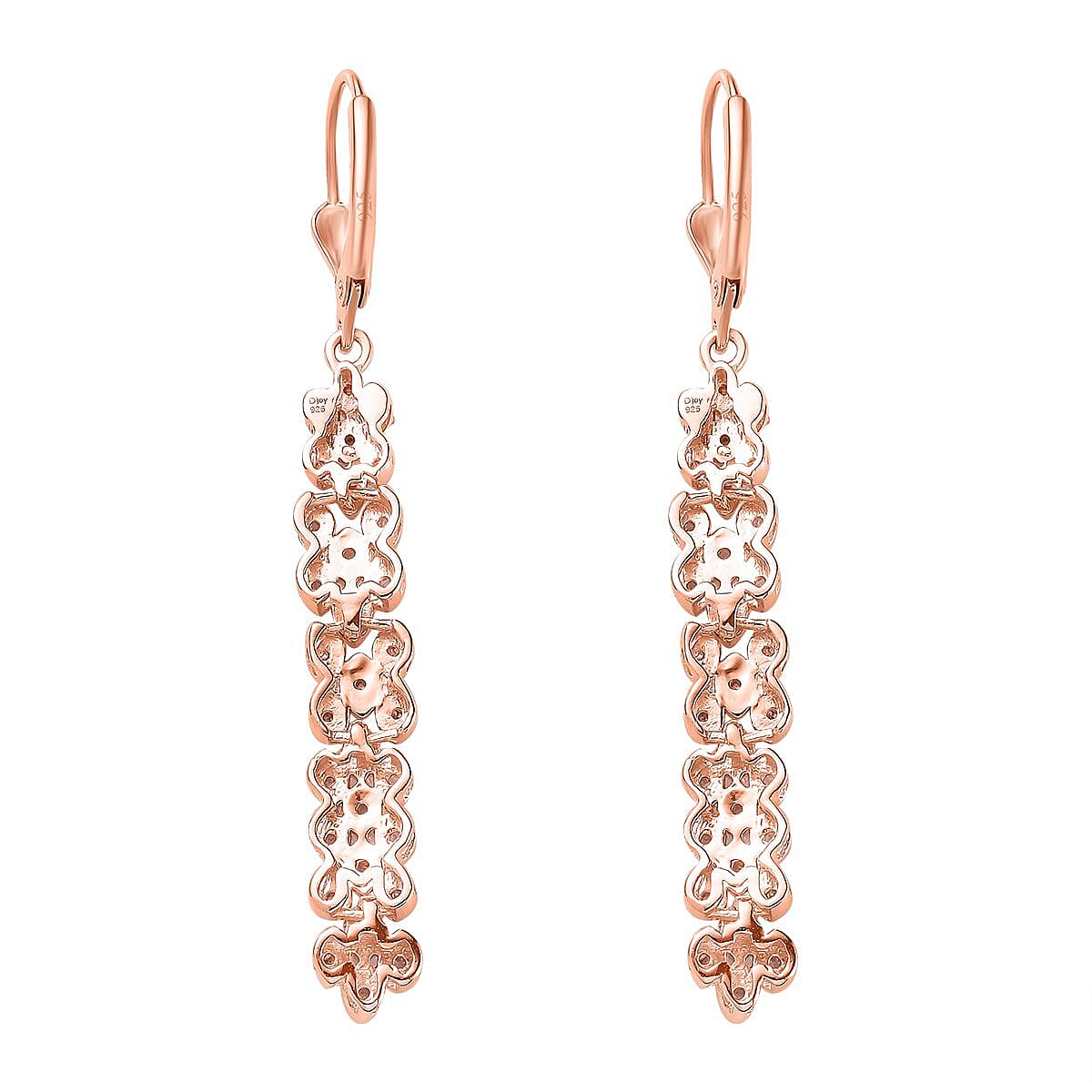 Uncut Natural Pink Diamond Lever Back Earrings in Vermeil Rose Gold Over Sterling Silver 0.50 ctw