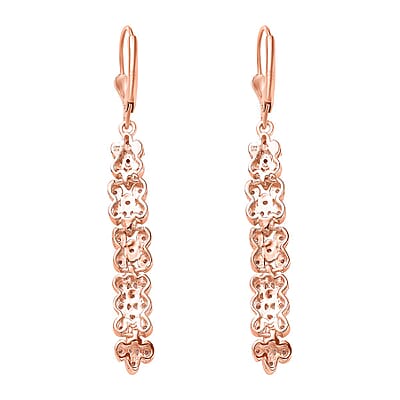 Uncut Natural Pink Diamond Lever Back Earrings in Vermeil Rose Gold Over Sterling Silver 0.50 ctw