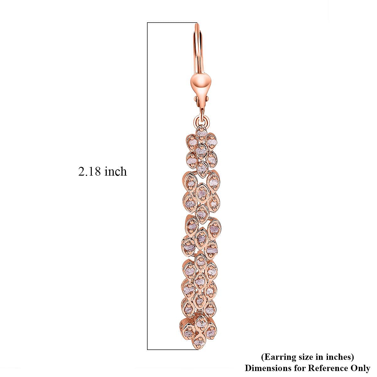 Uncut Natural Pink Diamond Lever Back Earrings in Vermeil Rose Gold Over Sterling Silver 0.50 ctw