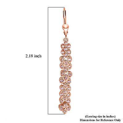 Uncut Natural Pink Diamond Lever Back Earrings in Vermeil Rose Gold Over Sterling Silver 0.50 ctw
