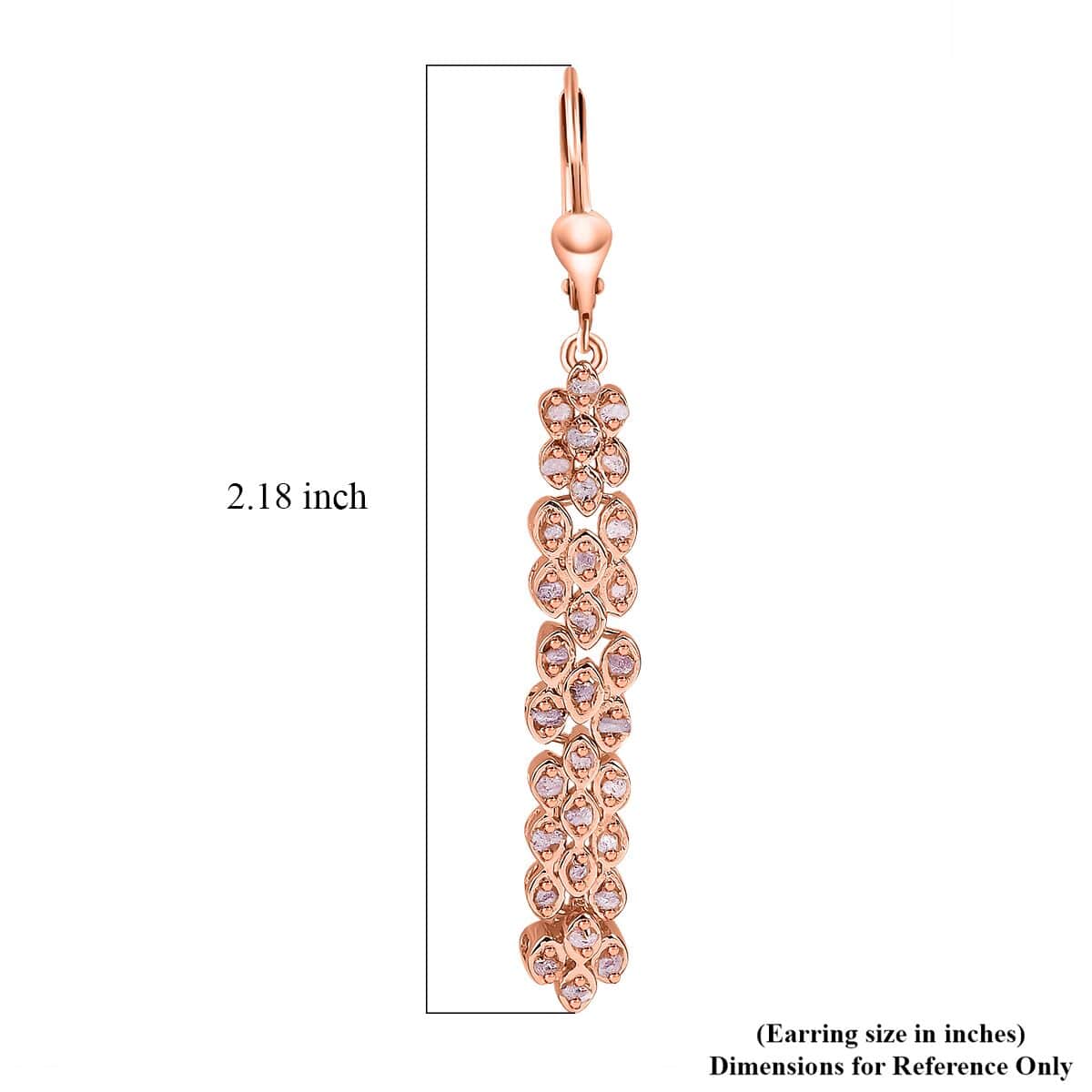 Uncut Natural Pink Diamond Lever Back Earrings in Vermeil Rose Gold Over Sterling Silver 0.50 ctw image number 5