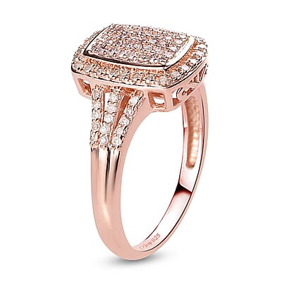 Natural Pink and White Diamond Ring in Vermeil Rose Gold Over Sterling Silver (Size 10.0) 0.50 ctw
