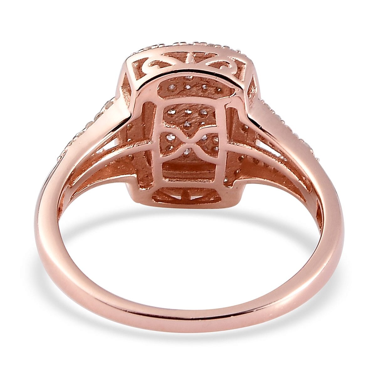 Natural Pink and White Diamond Ring in Vermeil Rose Gold Over Sterling Silver (Size 10.0) 0.50 ctw