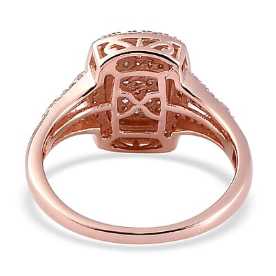 Natural Pink and White Diamond Ring in Vermeil Rose Gold Over Sterling Silver (Size 10.0) 0.50 ctw