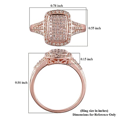 Natural Pink and White Diamond Ring in Vermeil Rose Gold Over Sterling Silver (Size 10.0) 0.50 ctw