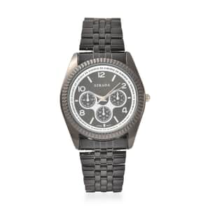 Strada Japanese Movement Watch with Black Silvertone Strap (34.80mm) (6.50-7.50 Inches)