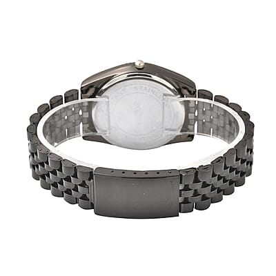 Strada Japanese Movement Watch with Black Silvertone Strap (34.80mm) (6.50-7.50 Inches)