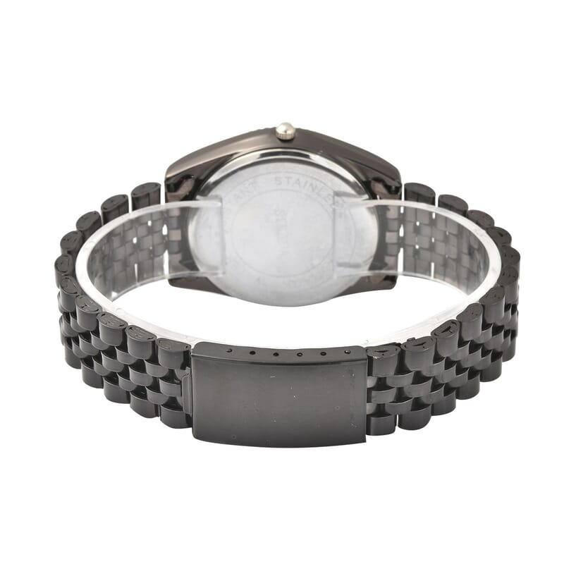Strada Japanese Movement Watch with Black Silvertone Strap (34.80mm) (6.50-7.50 Inches)