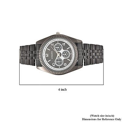 Strada Japanese Movement Watch with Black Silvertone Strap (34.80mm) (6.50-7.50 Inches)