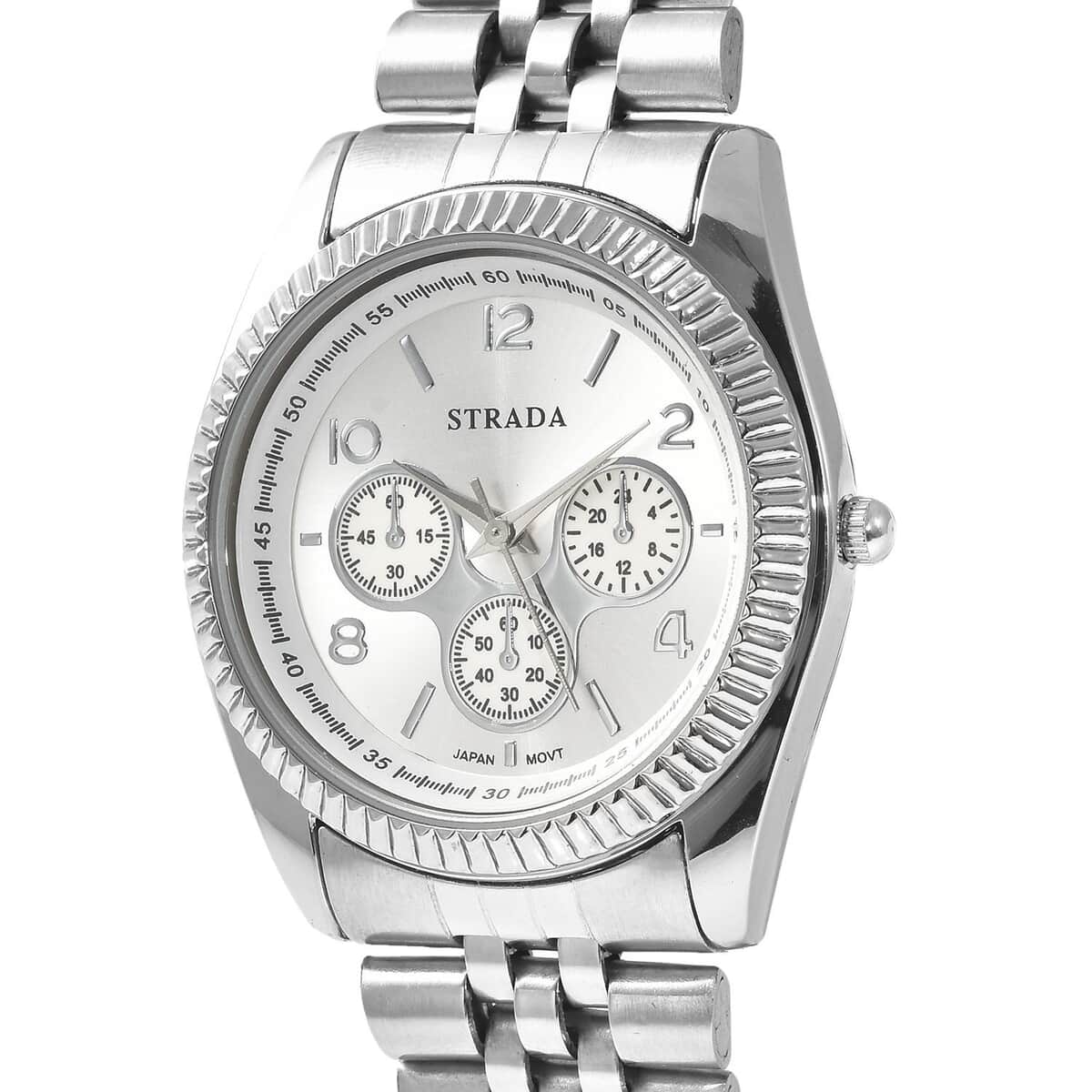 Strada Japanese Movement Watch with Silvertone Strap (34.80mm) (6.50-7.50 Inches) image number 3
