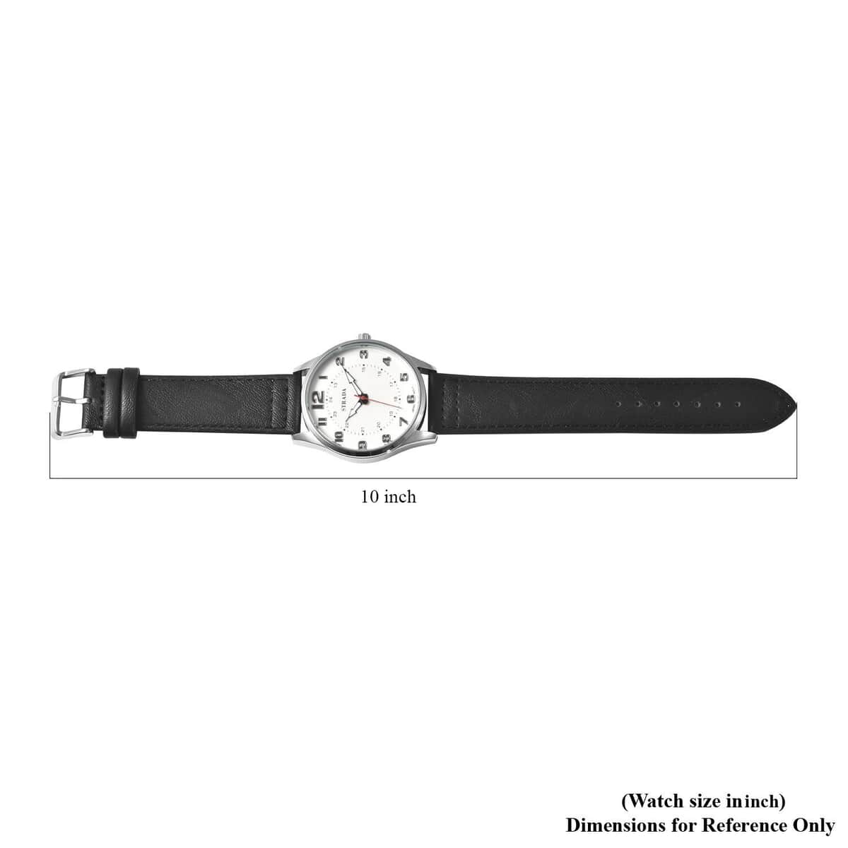 Strada Japanese Movement Watch with Black Faux Leather Strap (42mm) (6.25-8.25 Inches) image number 6
