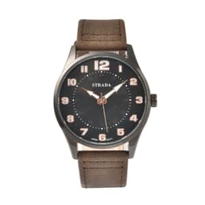 Strada Japanese Movement Watch with Brown Faux Leather Strap (42mm) (6.25-8.25 Inches)