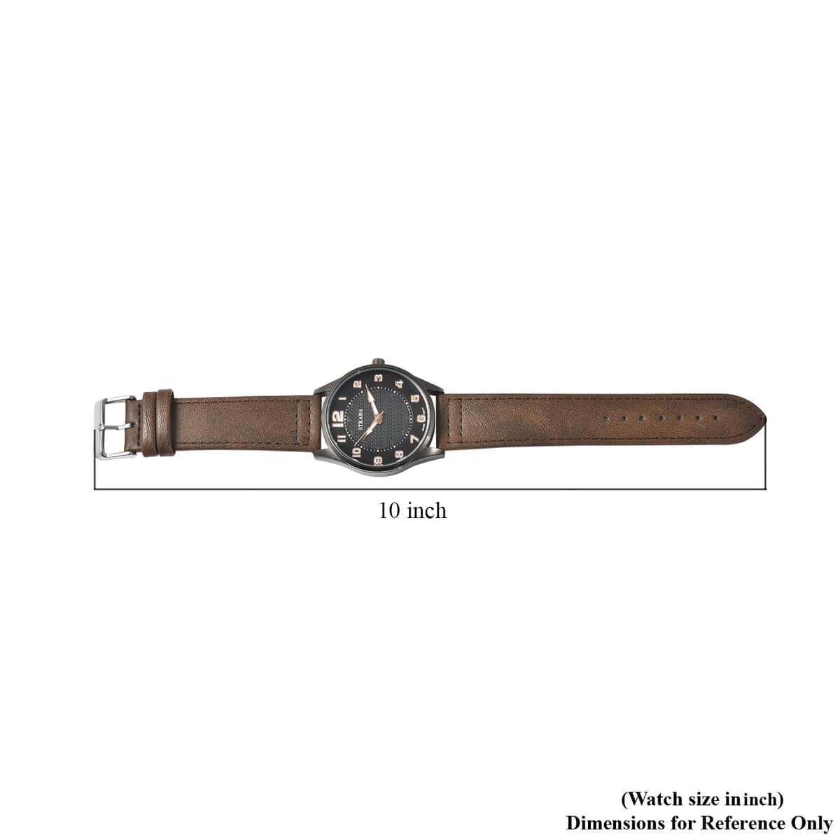 Strada Japanese Movement Watch with Brown Faux Leather Strap (42mm) (6.25-8.25 Inches) image number 6