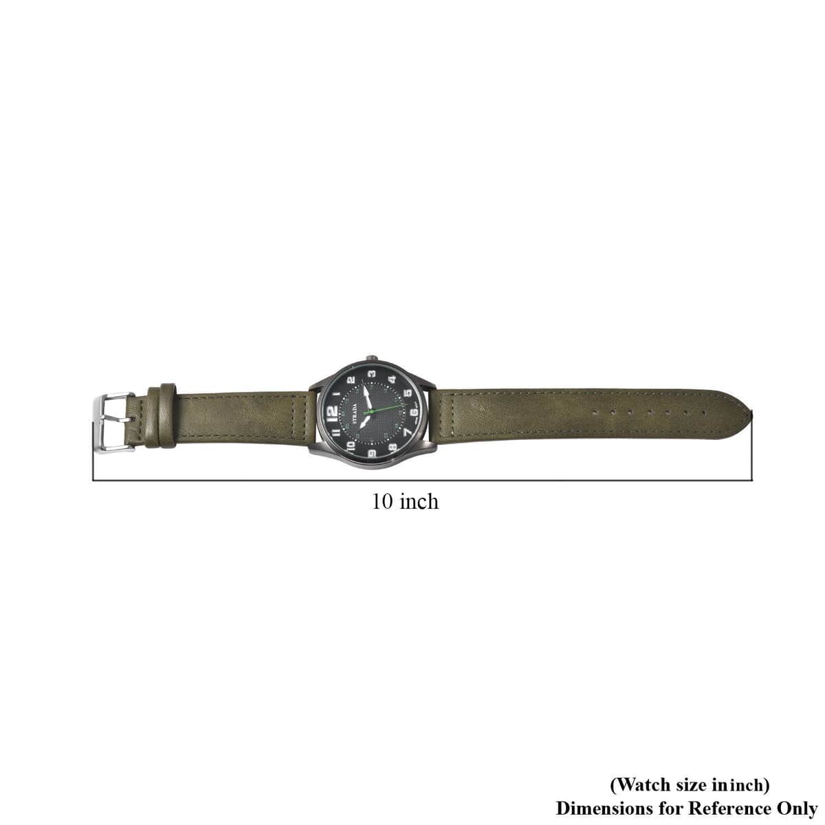 Strada Japanese Movement Watch with Army Green Faux Leather Strap (42mm) (6.25-8.25 Inches) image number 6