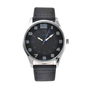 Strada Japanese Movement Watch with Navy Blue Faux Leather Strap (42mm) (6.25-8.25 Inches)