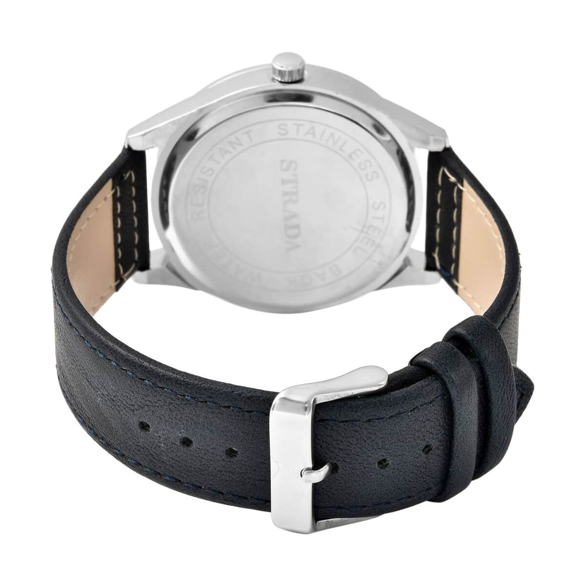 Strada Japanese Movement Watch with Navy Blue Faux Leather Strap (42mm) (6.25-8.25 Inches) image number 5