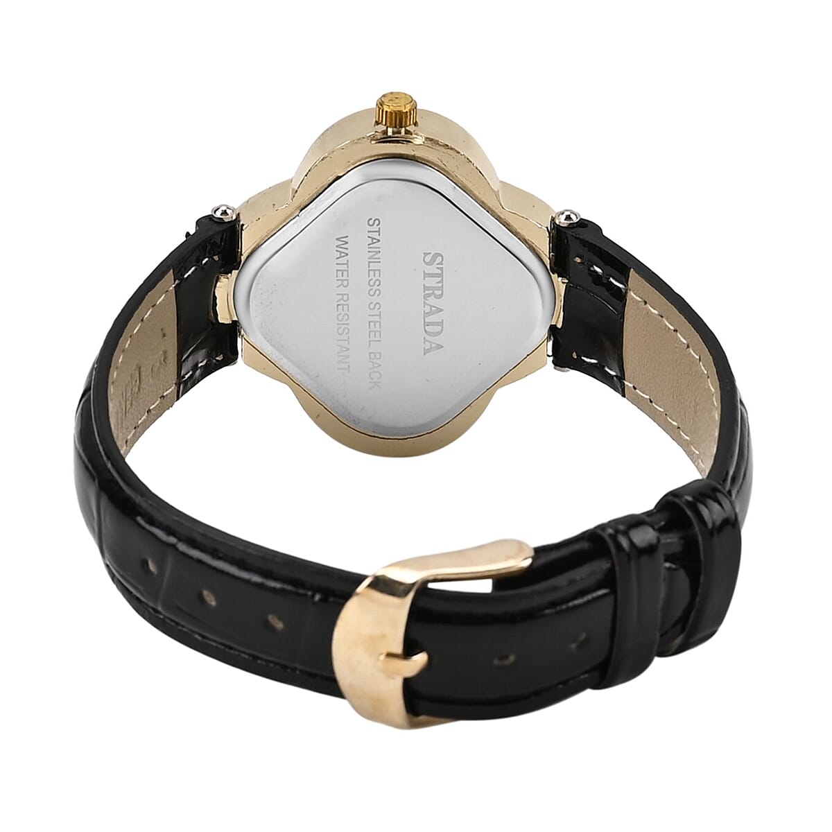 Strada Black Leather-Style Strap with Gold-Tone Buckle ✨ Citizen Strada NEW OLD STOCK – Ref. 3220-N07671  main image 3