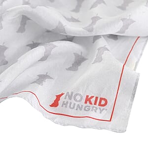Tamsy No Kid Hungry Logo White Silk Scarf