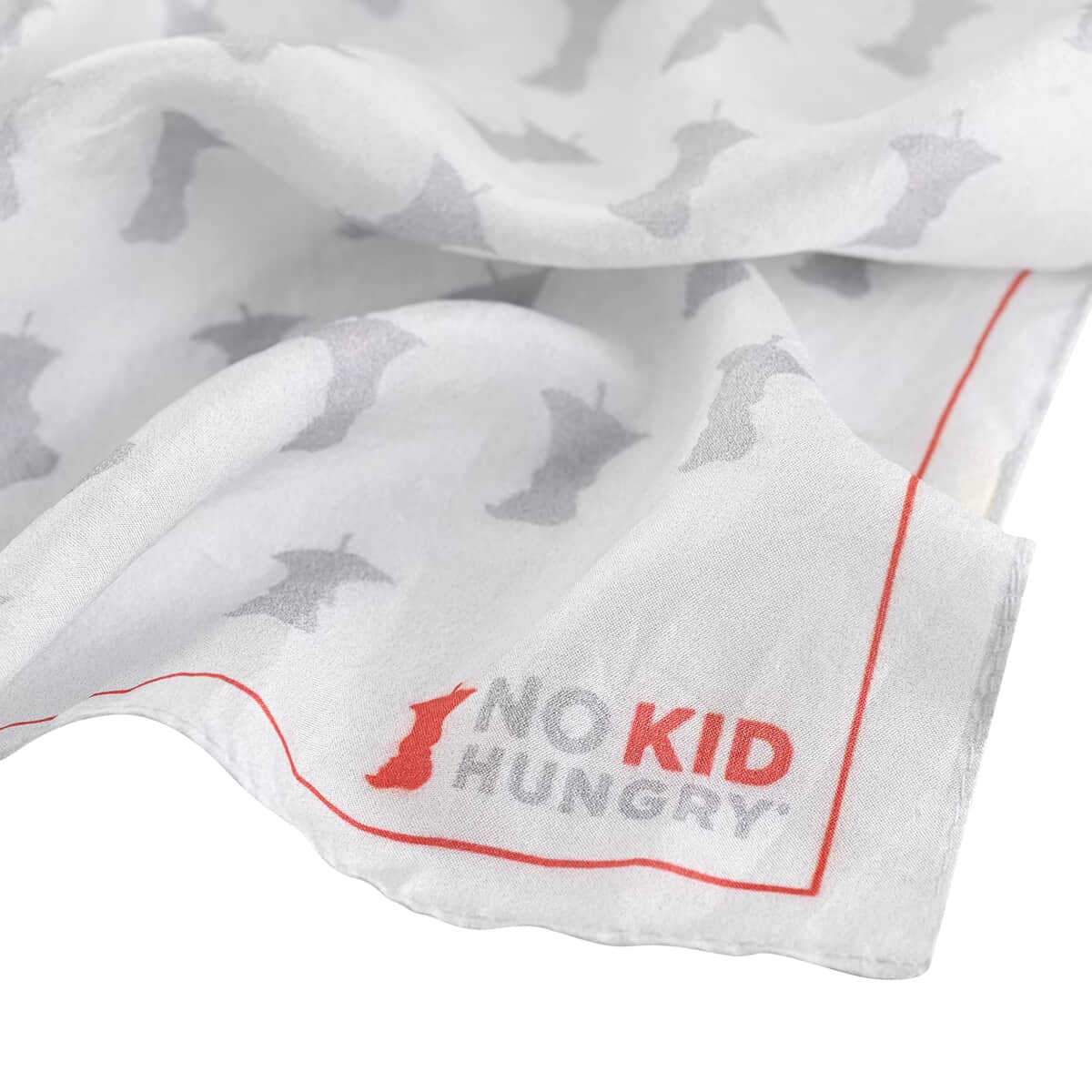 Tamsy No Kid Hungry Logo White Silk Scarf image number 2