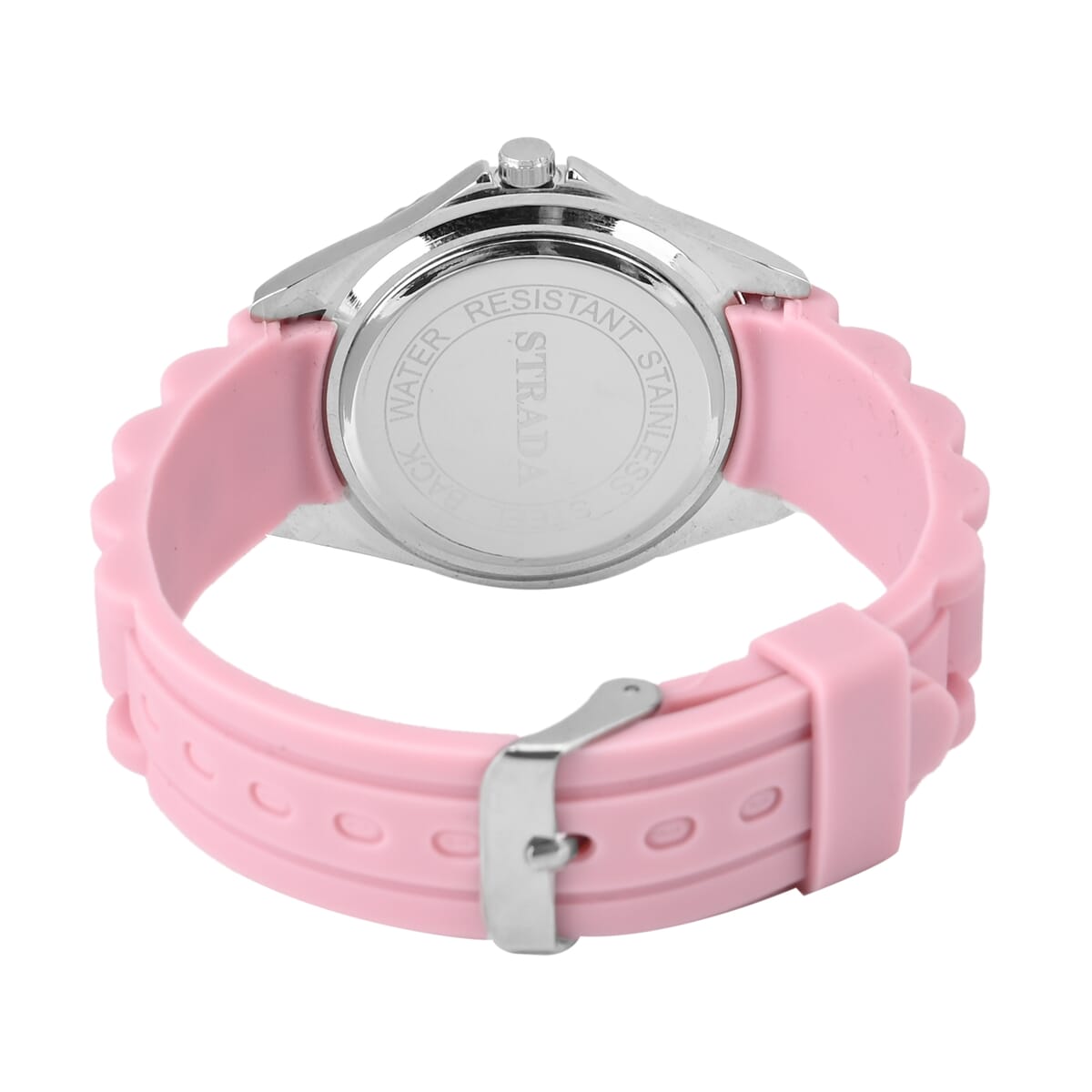 Strada Austrian Crystal Japanese Movement Pink Stardust Cross Watch with Pink Silicone Strap image number 6