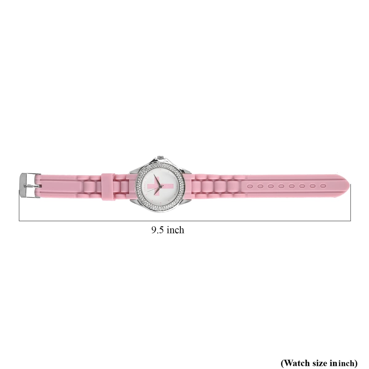 Strada Austrian Crystal Japanese Movement Pink Stardust Cross Watch with Pink Silicone Strap image number 7