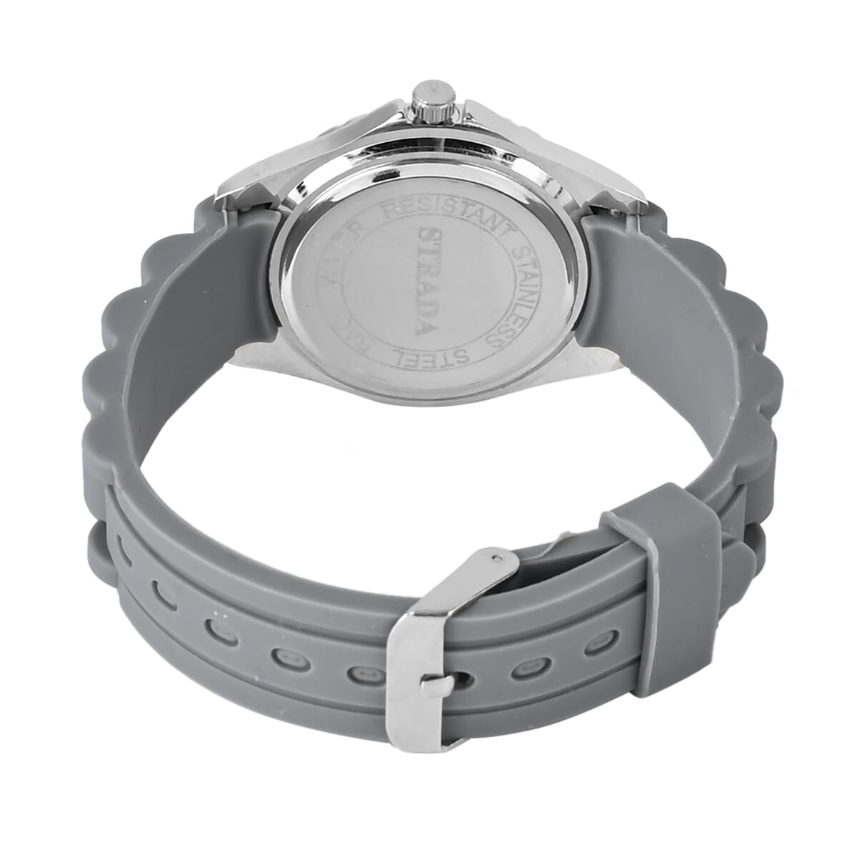 Strada Austrian Crystal Japanese Movement Gray Black Stardust Cross Watch with Gray Silicone Strap image number 6