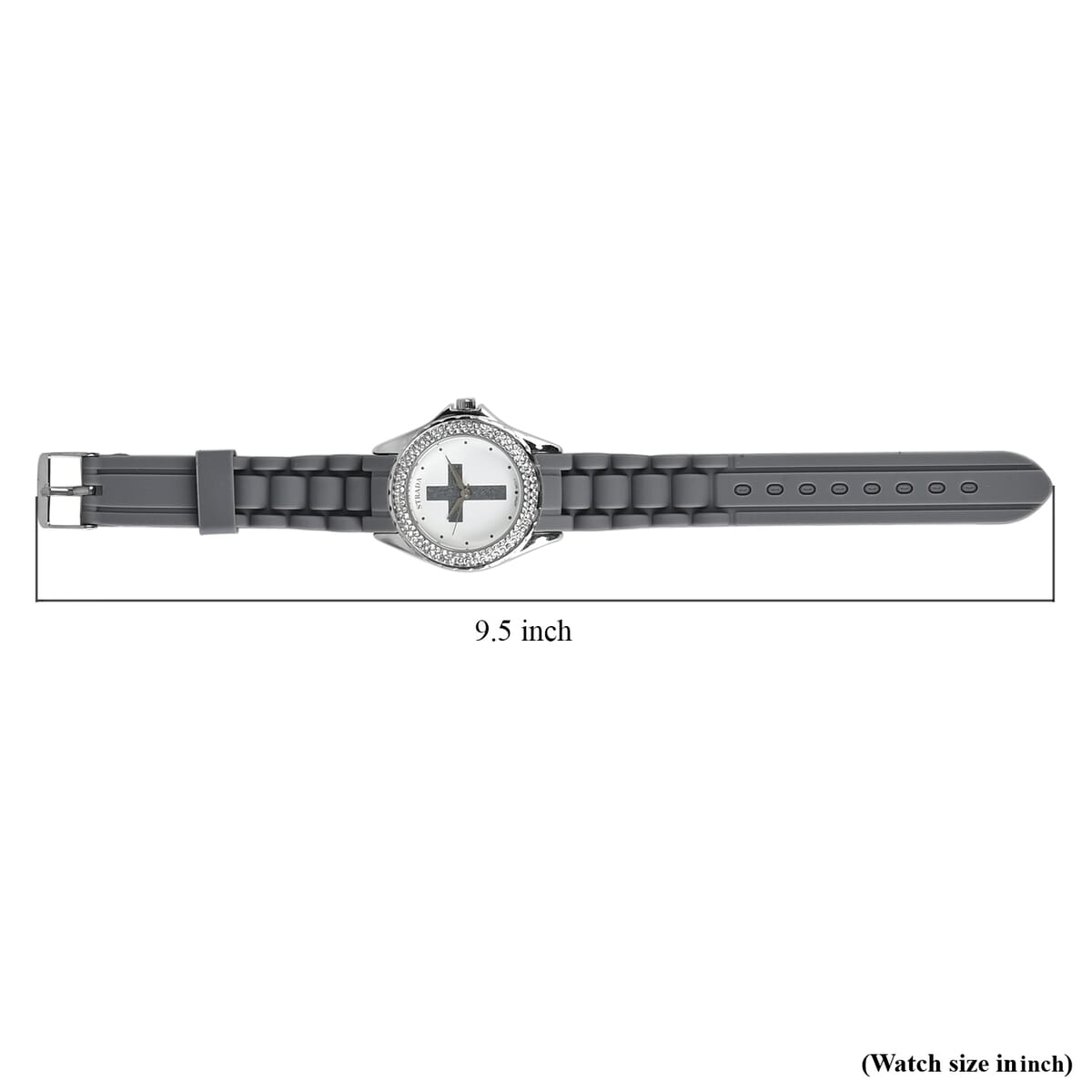 Strada Austrian Crystal Japanese Movement Gray Black Stardust Cross Watch with Gray Silicone Strap image number 7