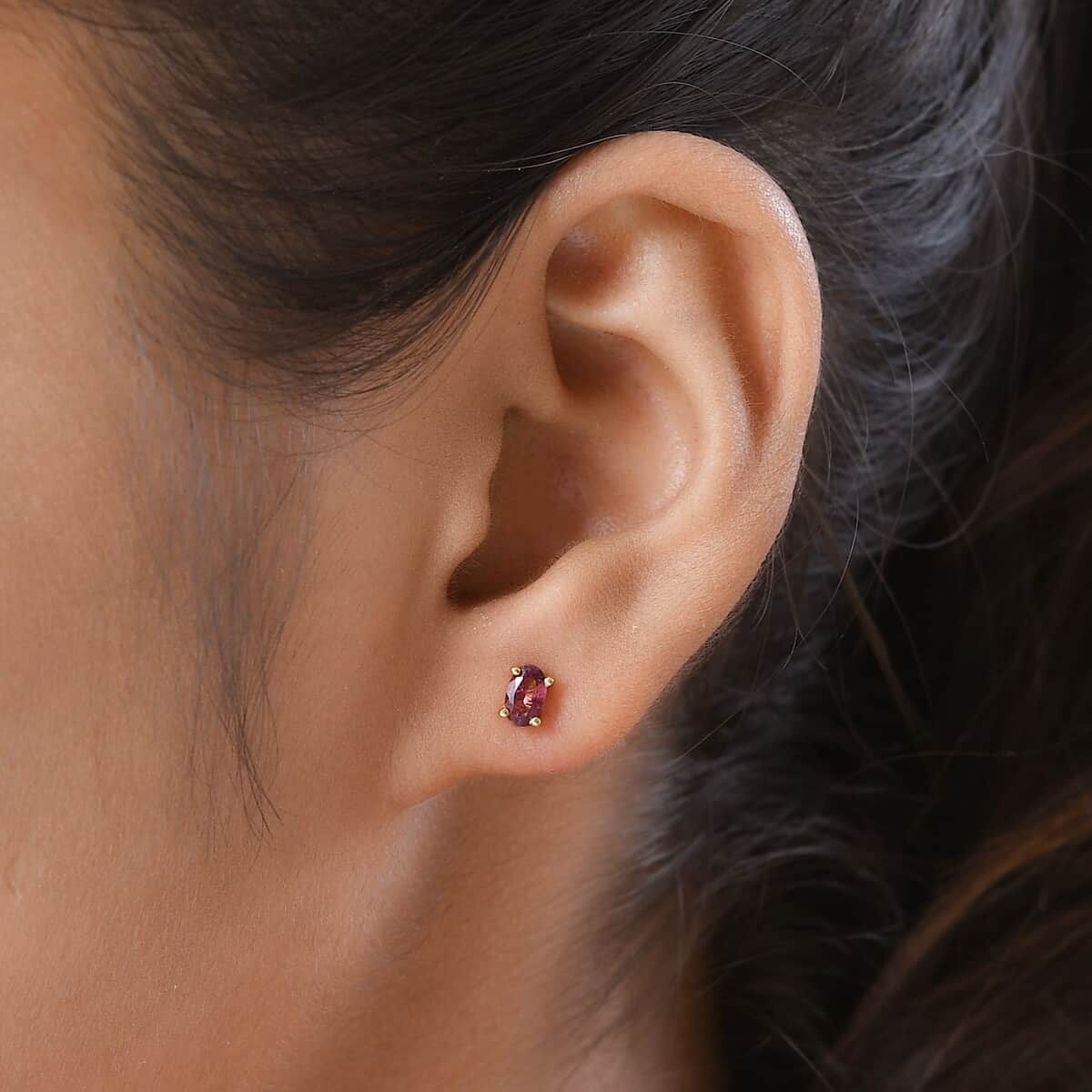 Premium Ouro Fino Rubellite Stud Earrings in Vermeil Yellow Gold Over Sterling Silver 0.40 ctw image number 2