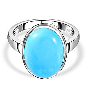 Sleeping Beauty Turquoise 6.71 ctw Ring in Platinum Over Sterling Silver (Size 10)