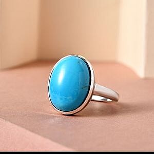 Sleeping Beauty Turquoise 6.71 ctw Ring in Platinum Over Sterling Silver (Size 10)