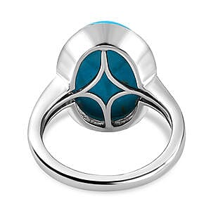 Sleeping Beauty Turquoise 6.71 ctw Ring in Platinum Over Sterling Silver (Size 10)