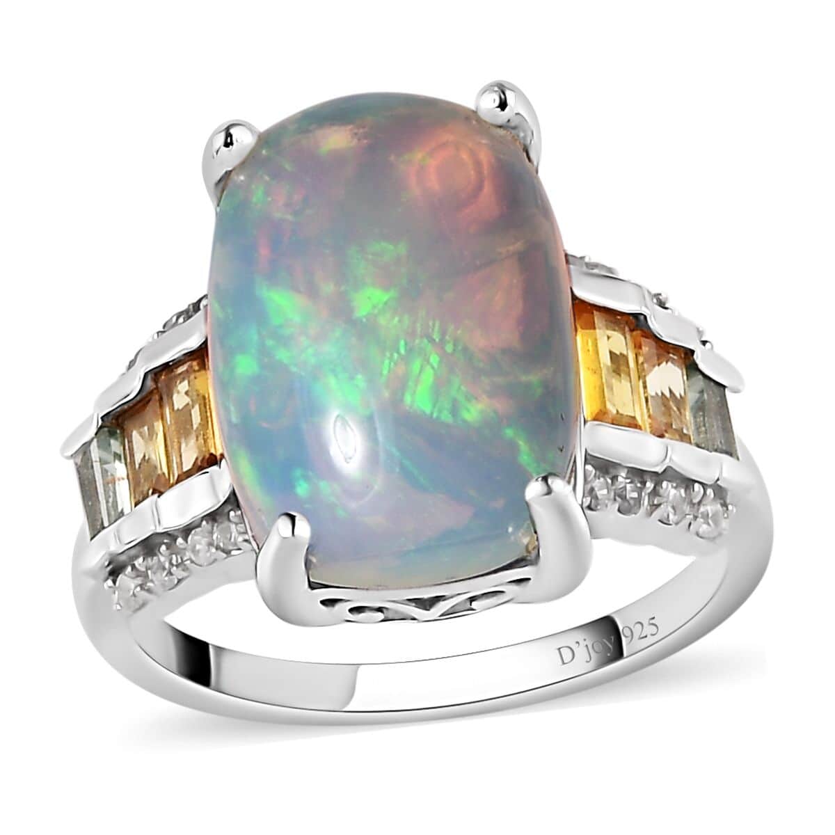 Premium Ethiopian Welo Opal, Multi Gemstone Ring in Platinum Over Sterling Silver (Size 10.0) 5.40 ctw image number 0