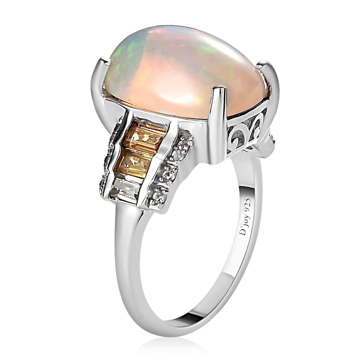 Premium Ethiopian Welo Opal, Multi Gemstone Ring in Platinum Over Sterling Silver (Size 10.0) 5.40 ctw image number 3