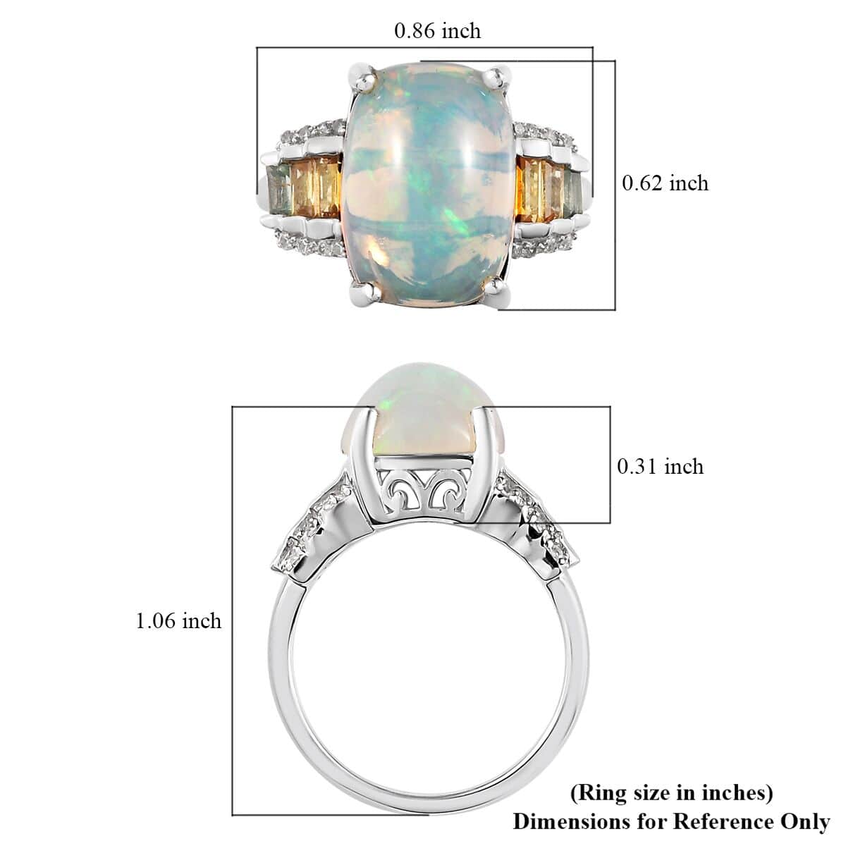 Premium Ethiopian Welo Opal, Multi Gemstone Ring in Platinum Over Sterling Silver (Size 10.0) 5.40 ctw image number 5