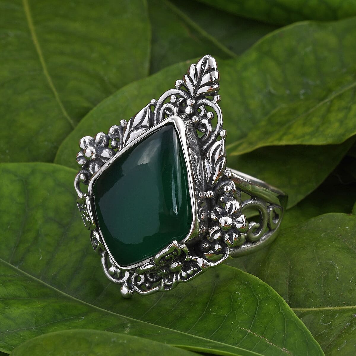 Bali Legacy Verde Onyx Ring in Sterling Silver (Size 6.0) 10.00 ctw image number 1