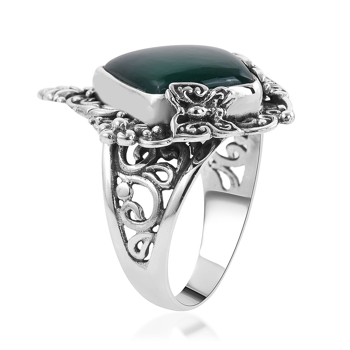 Bali Legacy Verde Onyx Ring in Sterling Silver (Size 6.0) 10.00 ctw image number 3