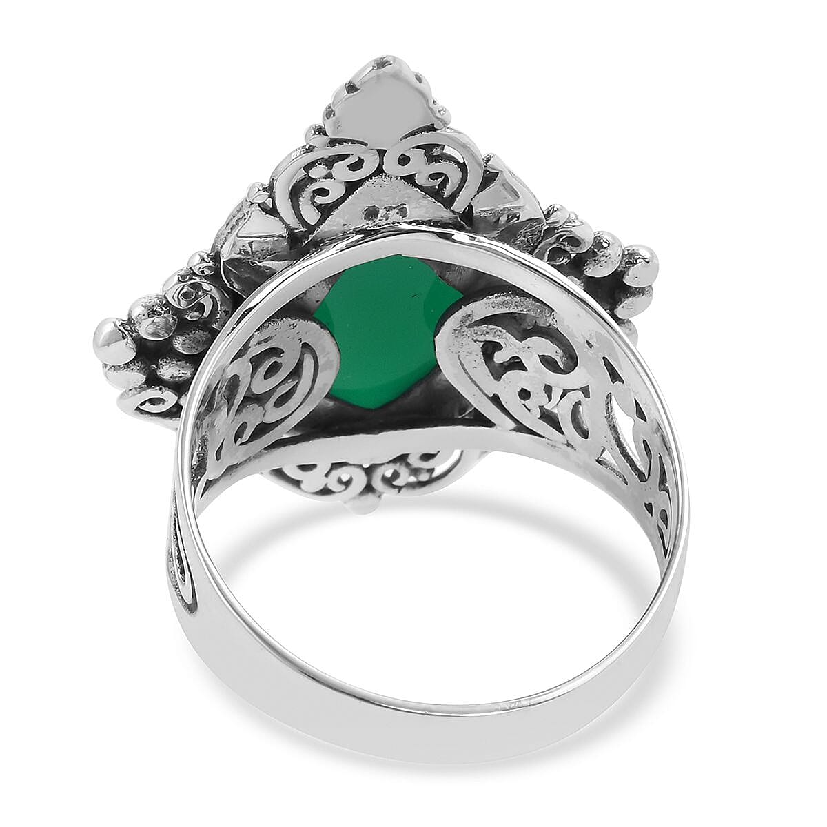 Bali Legacy Verde Onyx Ring in Sterling Silver (Size 6.0) 10.00 ctw image number 4
