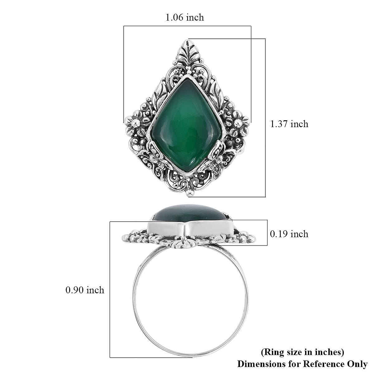 Bali Legacy Verde Onyx Ring in Sterling Silver (Size 6.0) 10.00 ctw image number 5